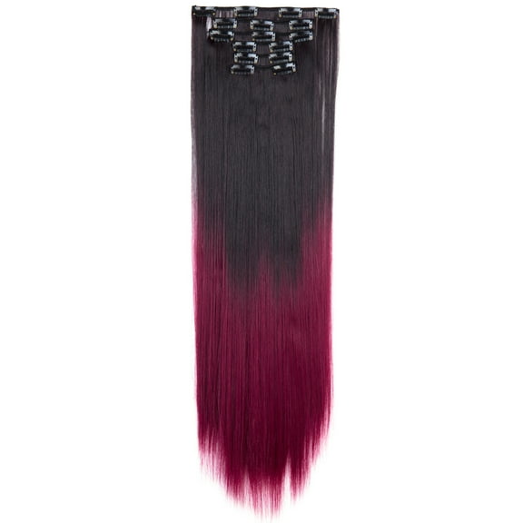 SHCKE 26" Straight Clip in Hair Extensions Fluffy and not Tangled 24" Wavy Curly Hair Extension Silky Full Head Clip in Hair Extension Synthetic Hair Pieces for Women