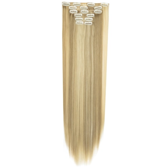 SHCKE 26" Straight Clip in Hair Extensions Fluffy and not Tangled 24" Wavy Curly Hair Extension Silky Full Head Clip in Hair Extension Synthetic Hair Pieces for Women
