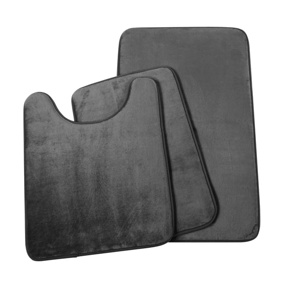 SHCKE 3 Pieces Bath Mat Set Toilet Mats Bath Rug, Bathroom Mat Set Velvet Thick Soft and Comfortable Floor Rug Mats Bathroom Rugs U-Shaped Contour Rug for Tub Shower & Bath Room