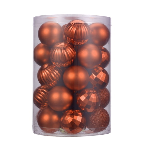 SHCKE 34PCS Christmas Tree Hanging Balls Christmas Balls Ornaments Orange, Silver, Bronze Christmas Balls Christmas Wedding Party Decoration Hanging Ball