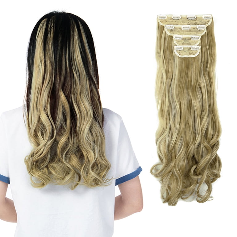 SHCKE 4 Pieces/set Clip In Hair Extensions 24 Inch Curly 