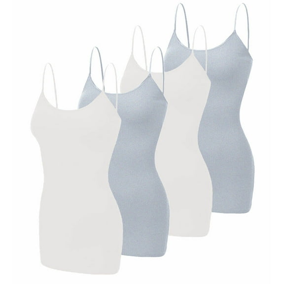 SHCKE 4-pack Women's Camisole Tank Top Women's Long Shapewear Camisole Spaghetti Straps Cami Tanks Basic Long Camisole Basic Cami Top