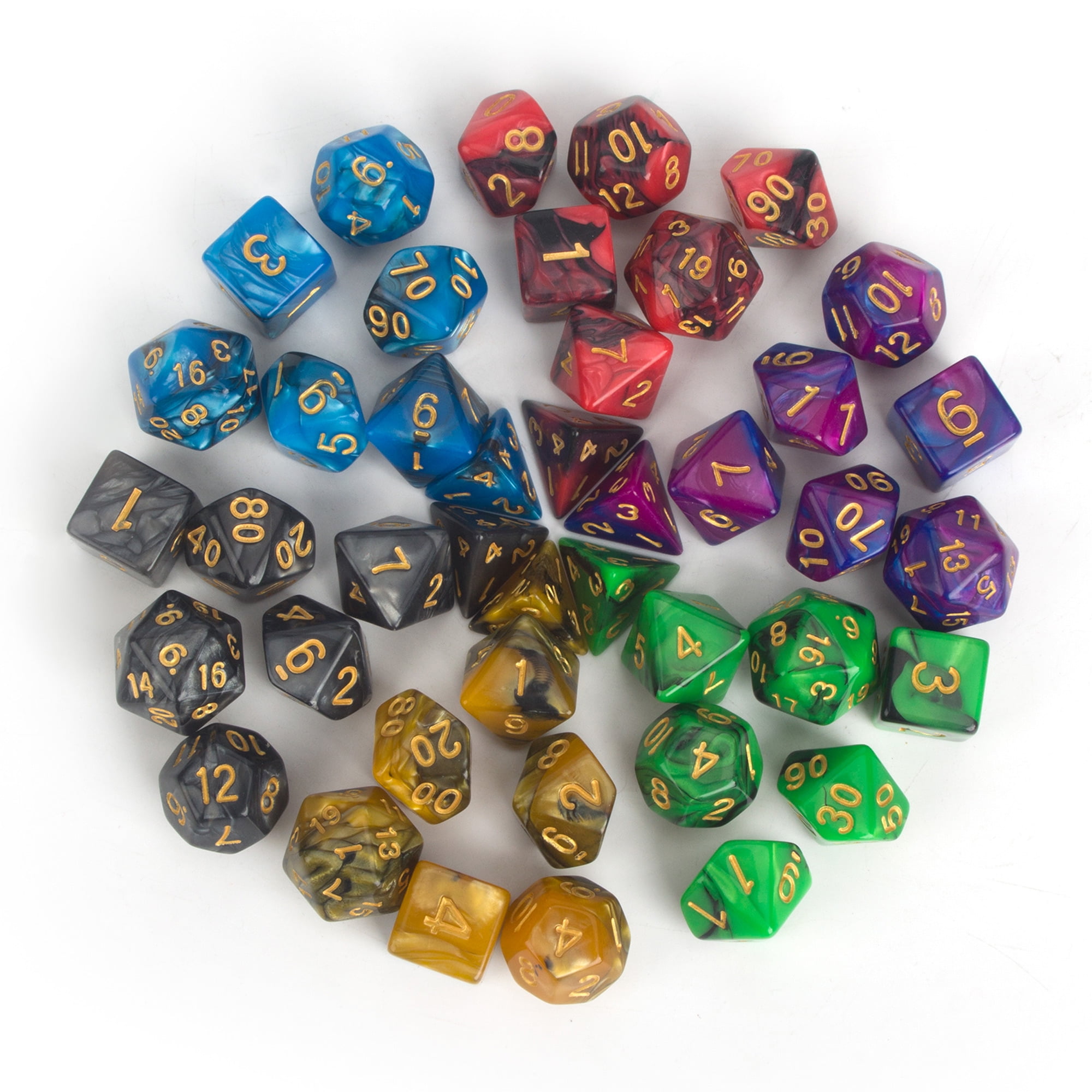 42-Piece Polyhedral Dice Set For DND, RPG, MTG - Includes D4, D6, D8, D10, D12, D20, Perfect For Dungeons & Dragons