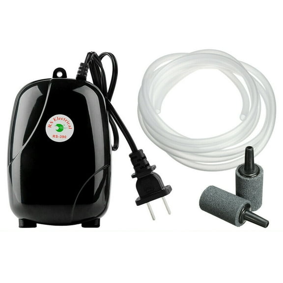 SHCKE Aquarium Air Pump Adjustable Dual Outlets Quiet Fish Tank Bubbler Aquarium Aerator with Air Stones for 20-160 Gallon Tank