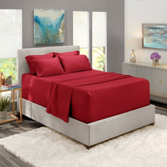 SHCKE Bed Sheet Set 4/6 Piece 16"- 24" Deep Extra Soft Microfiber Wrinkle Free Sheets Bed Sheet Set Microfiber Bedding Sheets & Pillowcases Easy Fit