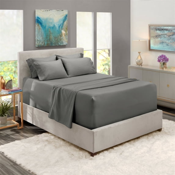 SHCKE Bed Sheet Set 4/6 Piece 16"- 24" Deep Extra Soft Microfiber Wrinkle Free Sheets Bed Sheet Set Microfiber Bedding Sheets & Pillowcases Easy Fit
