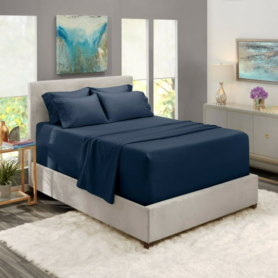 SHCKE Bed Sheet Set 4/6 Piece 16"- 24" Deep Extra Soft Microfiber Wrinkle Free Sheets Bed Sheet Set Microfiber Bedding Sheets & Pillowcases Easy Fit