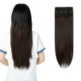 thumbnail image 1 of SHCKE Clip in Hair Extensions 24" Straight Hair Extension 3Pcs Medium Brown Clip On Hair Extensions Heat Resistant Synthetic Fiber Hair Pieces for Women, 1 of 5