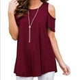 thumbnail image 1 of SHCKE Cold Shoulder Tops for Womens Plus Size Cold Shoulder Short Ruffle Sleeve Tunic Top Summer Short Sleeve Blouse Casual Cold Shoulder Tee, 1 of 2