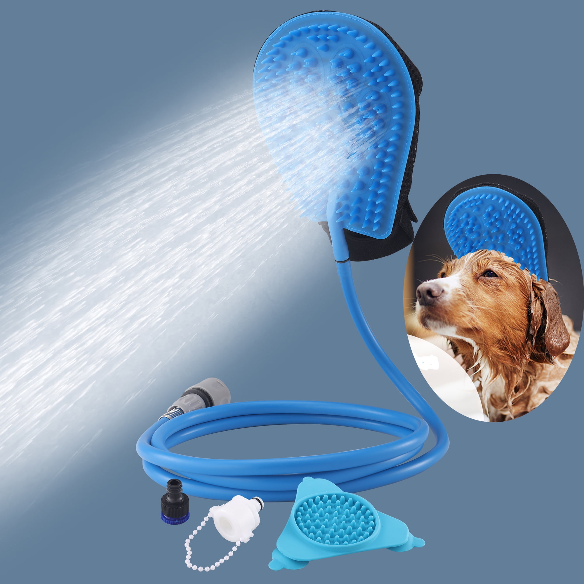 SHCKE Dog Bath Brush Sprayer & Scrubber Pet Shower Head Handheld