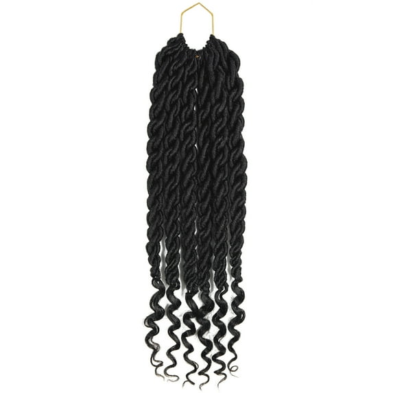 SHCKE Faux Curly Crochet Hair 20 Inch Afro Locs Crochet Hair Fluffy Braided Hair Wig Synthetic Braids Hair Extensions for Women Dark Black