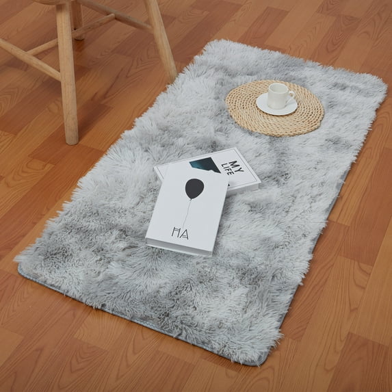 SHCKE Fluffy Area Rug Ultra Soft Shaggy Fluffy Rug Indoor Carpet Home Decorate Furry Rugs Bedside Fuzzy Area Rug for Living Room Kids Room Grey 4x6Ft