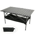 thumbnail image 1 of SHCKE Folding Camping Table Aluminum with Storage, Roll Up Tall Outdoor Portable Table Lightweight with Carry Bag for Picnic BBQ Backyard Beach, 2 Sizes, 1 of 8