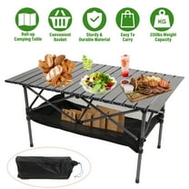 SHCKE Folding Camping Table Folding Outdoor Table Picnic Table, Portable Camping Table, Aluminum Roll-Up Camp Table for Outdoor Travel Backyards BBQ, with Carry Bag