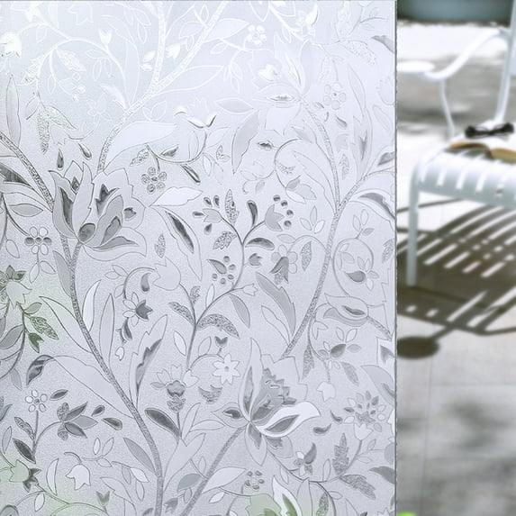 SHCKE Frosted Window Film Flower Patterned Opaque Window Film Anti-UV Window Sticker (17.7" - 39.4")