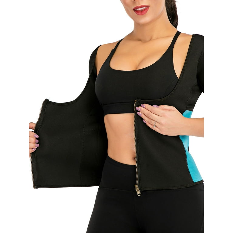 SHCKE Hot Sauna Vest for Women Sweat Waist Trainer Vest Workout Body Shaper Zipper Vest Tops Walmart