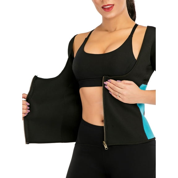 SHCKE Hot Sauna Vest for Women Sweat Waist Trainer Vest Workout Body Shaper Zipper Vest Tops