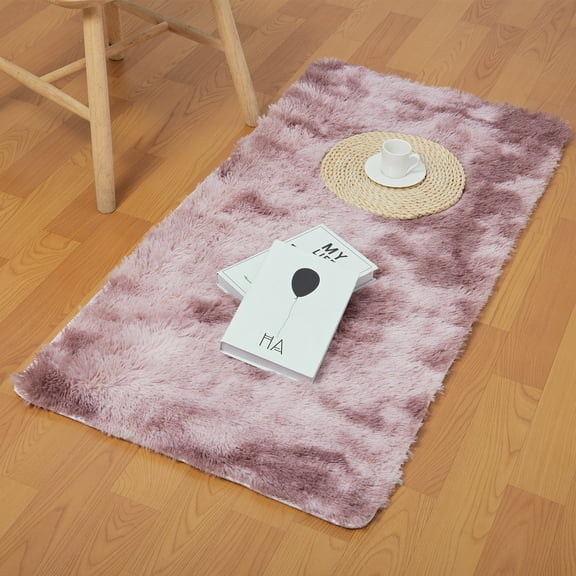 SHCKE Indoor Fluffy Area Rugs Ultra Soft Area Rug for Bedroom Home Decor Carpet Bedside Area Rug Non-Slip Rugs Washable Fuzzy Rugs Purple 2x4Ft