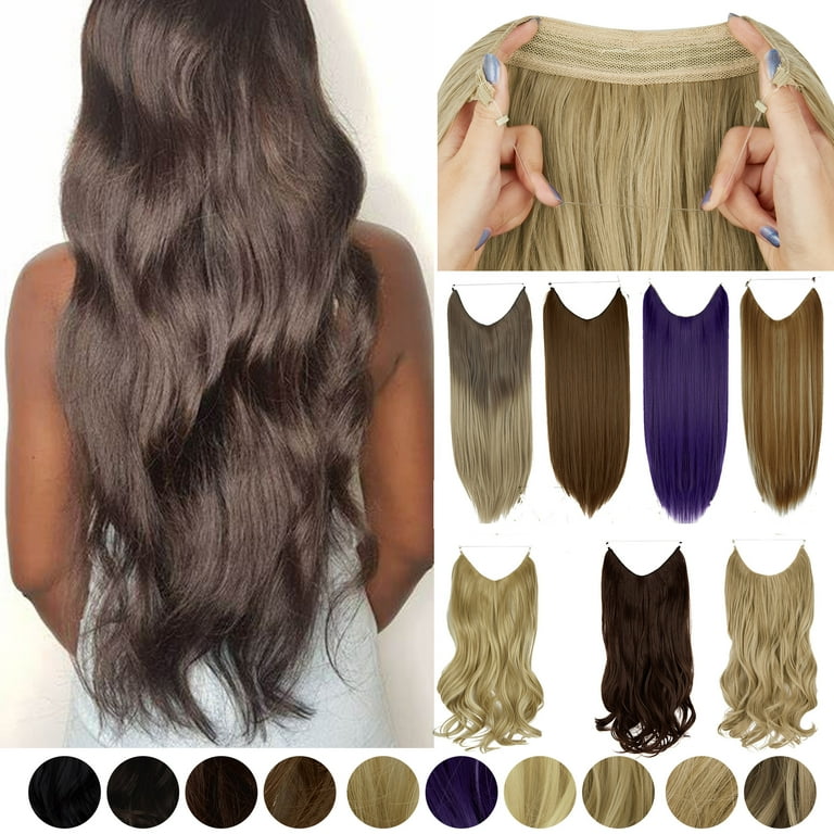 SHCKE Invisible Wire Hair Extensions 18 Inch Curly Hair Extensions
