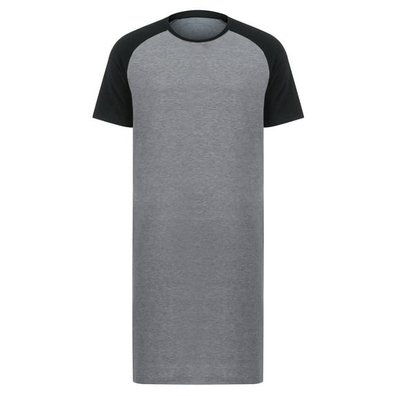 SHCKE Men's Nightshirt Short Sleeve Nightwear Soft Raglan Sleep Shirts