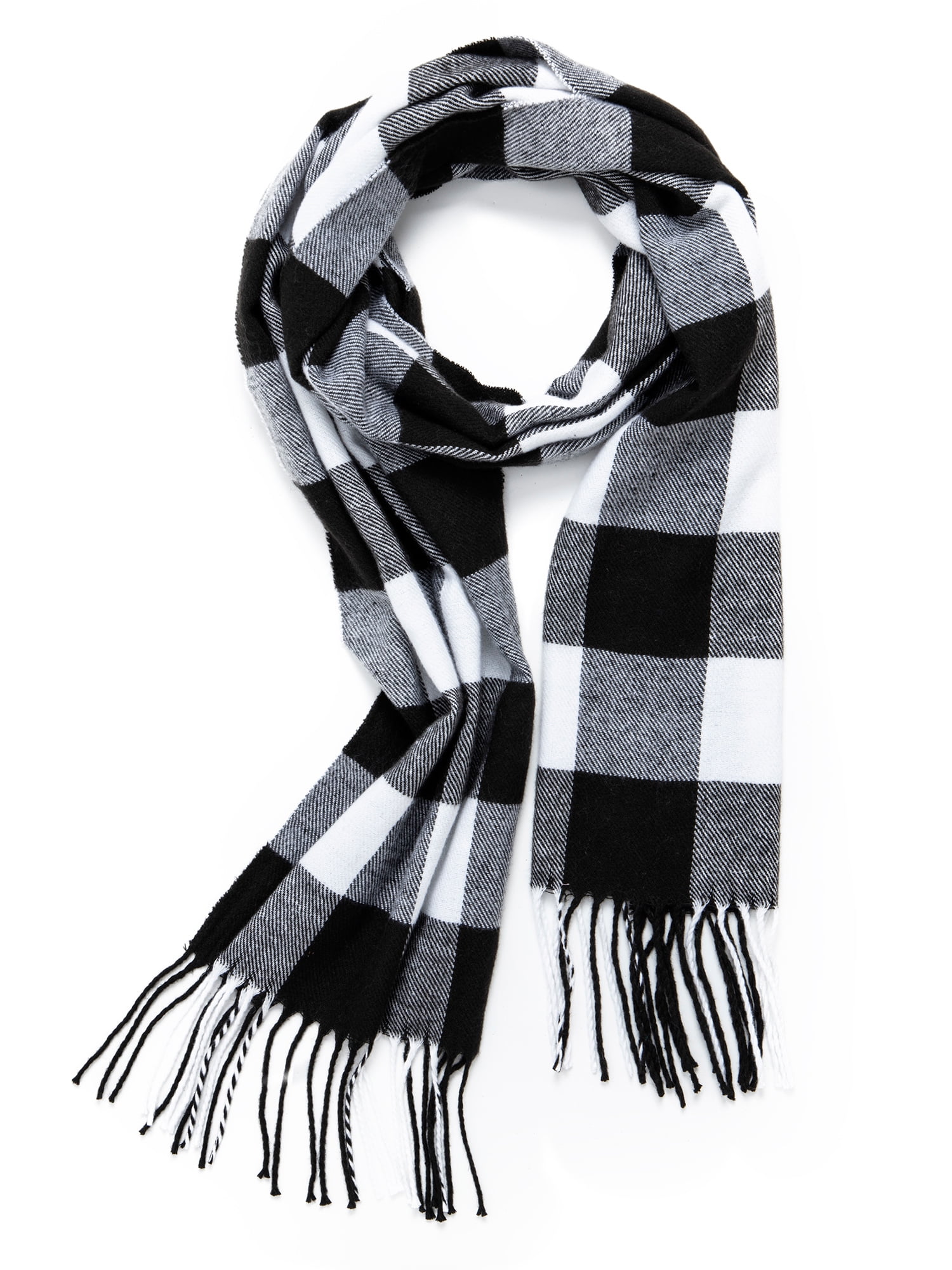 SHCKE Mens Scarf for Winter Knit Plaid Striped Scarves Soft Warm Scarf with Tassel Edge