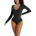 thumbnail image 1 of SHCKE One Piece Body Shaper for Women V Neck Long Sleeve Bodysuit for Women Tops Slim Fit Tops Jumpsuits utt Lifter Long Sleeve Shapewear Top, 1 of 8