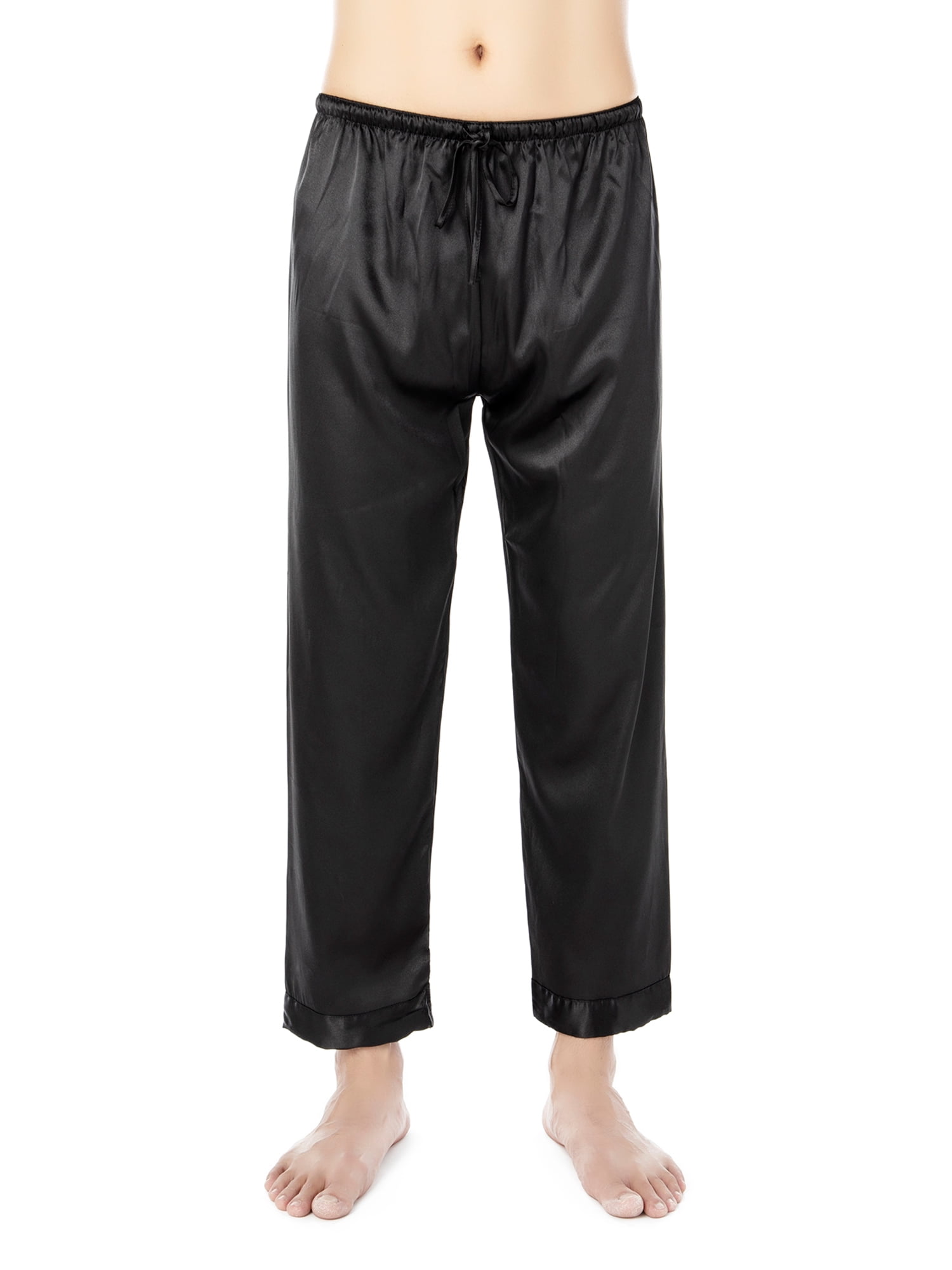 SHCKE Men s Silk Pajama Pants Soft Satin Long PJ Bottoms Lounge Sleep Pants with Drawstring Walmart