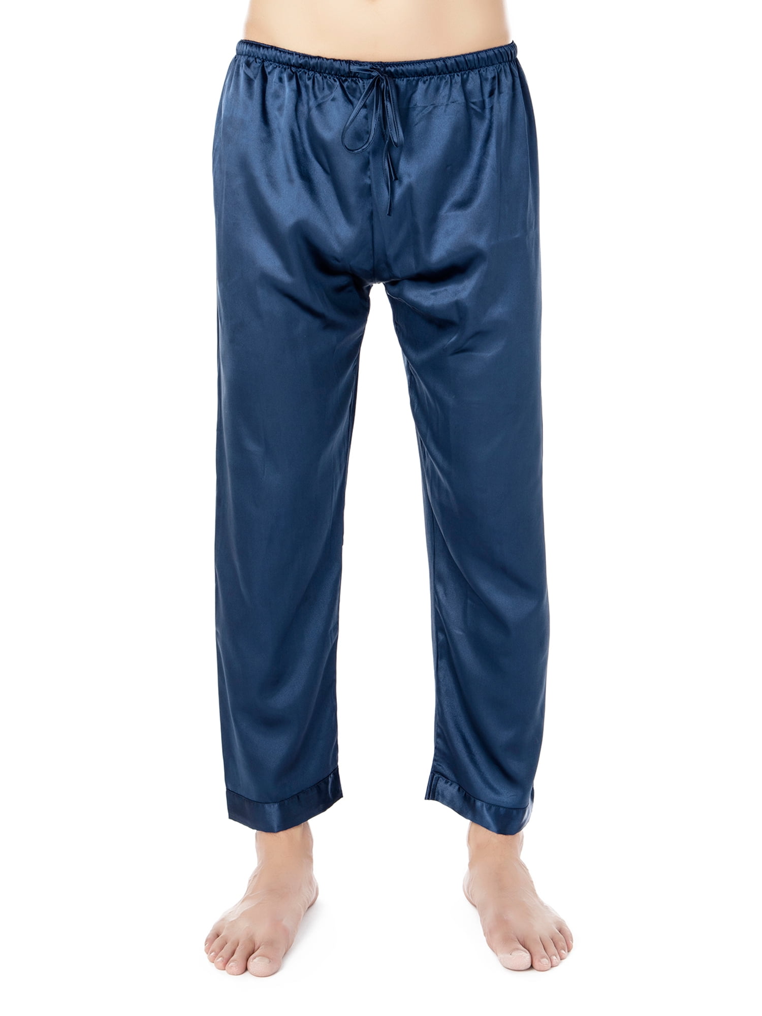 SHCKE Pajama Pants for Men Silk Long Sleep Bottoms Pj Lounge Pant with  Drawstring
