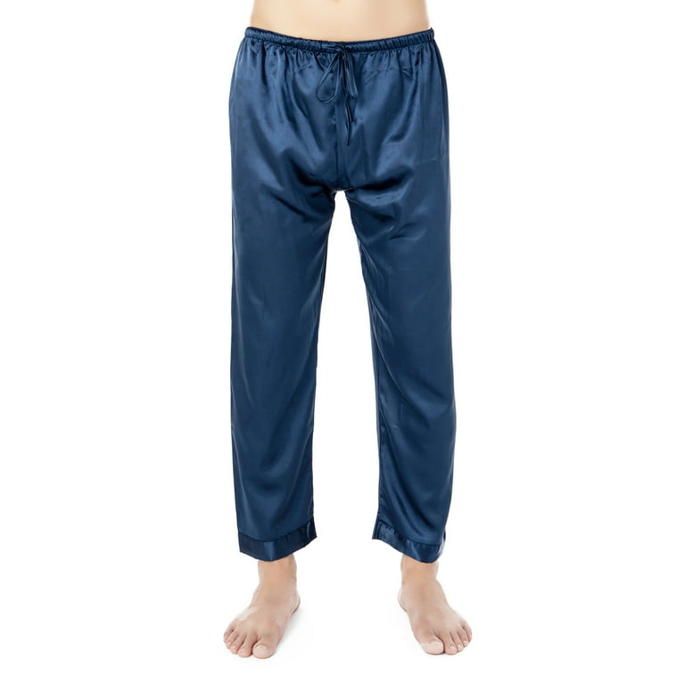 SHCKE Pajama Pants for Men Silk Long Sleep Bottoms Pj Lounge Pant with  Drawstring 