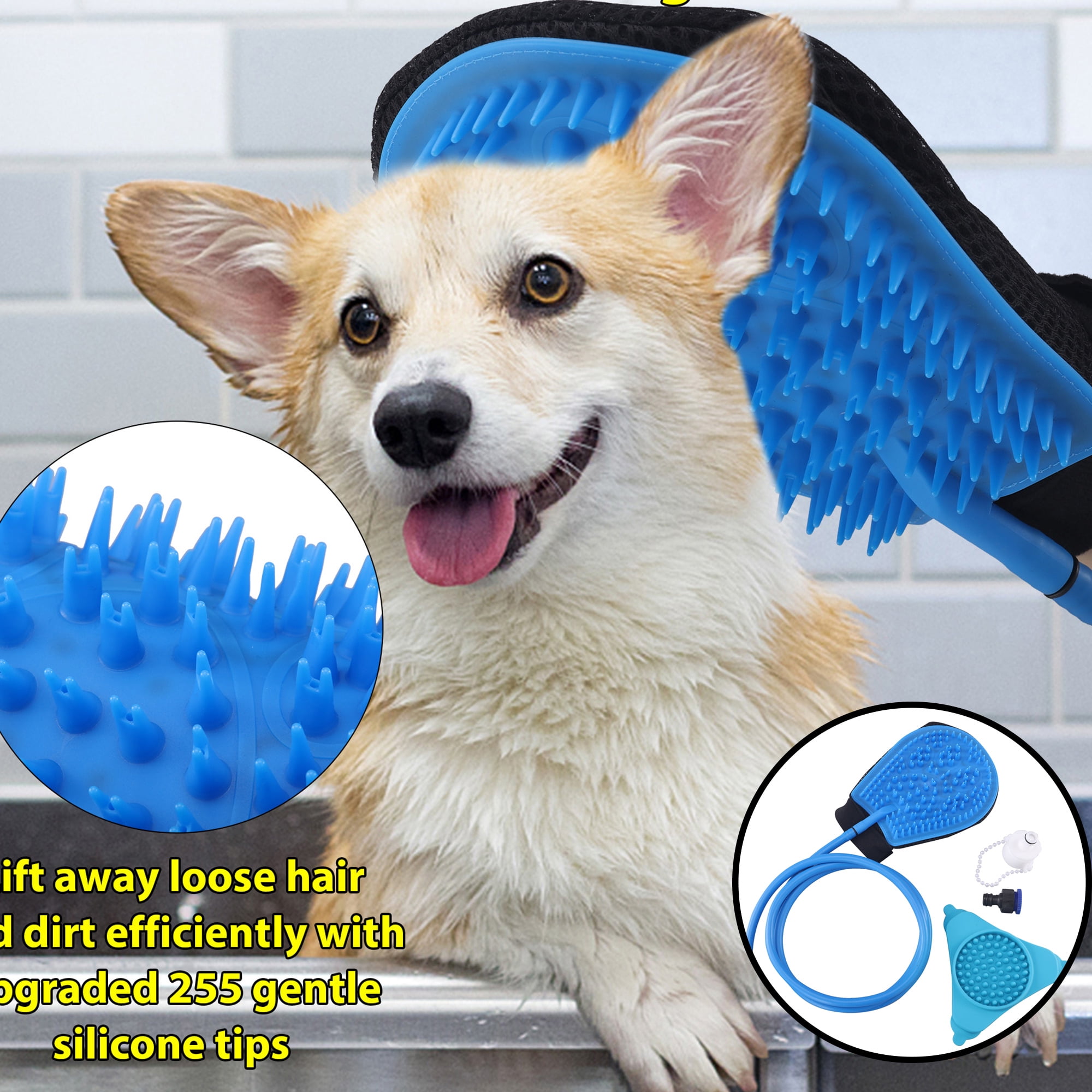 SHCKE Pet Bathing Tool Dog Wash Brush Dog Grooming Sprayer and Scrubber