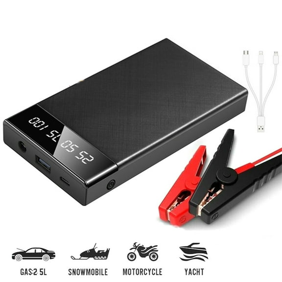 SHCKE Portable Car Jump Starter 400A Peak 10000mAH 12V Auto Battery Booster with LCD Display Jumper Cables and LED Light
