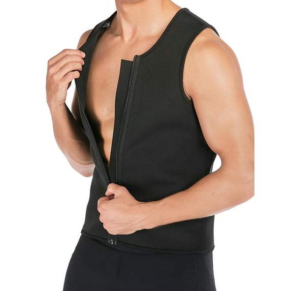 SHCKE Sauna Vest for Men with Waist Trainer Zipper Sauna Sweat Suit Tank Top Workout Waist Trimmer Vest