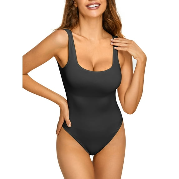 SHCKE Seamless One-Piece Body Shaper Sleeveless Tank Tops Bodysuits for Women Abdominal Lifter Hip Shaper Underwear Stretch Slimming Bodysuit Body Shaper