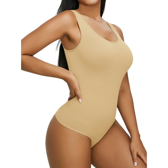 SHCKE Shapewear Bodysuit for Women Thong Body Shaper Tank Top Tummy Control Body Shaper Seamless Shapewear One Piece Slimming Body Shaper Corset U Neck Tank Tops Waist Trainer Vest