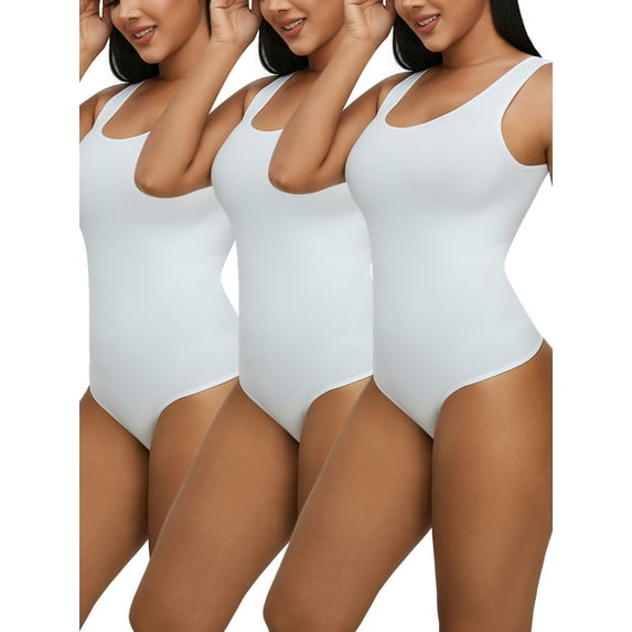 SHCKE Shapewear Bodysuit for Women Thong Body Shaper Tank Top Tummy Control Body Shaper Seamless Shapewear One Piece Slimming Body Shaper Corset U Neck Tank Tops Waist Trainer Vest