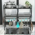 thumbnail image 1 of SHCKE Over The Sink Dish Drying Rack Small Over Counter Dish Drainer for Kitchen Single or Double Sink with Utensil Caddy Knife Cutting Board Holder 201 Stainless Steel Dish Racks, 1 of 9