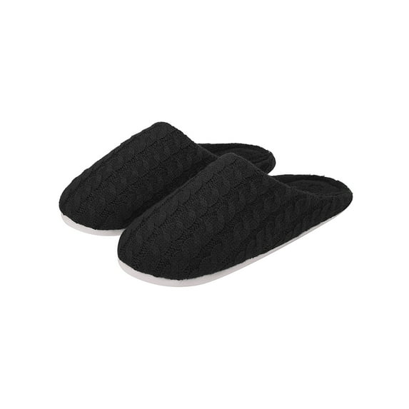 SHCKE Slippers for Men Indoor Outdoor Slip On Shoes Winter Warm Slippers Memory Foam Slippers Cozy Bedroom Slippers Black