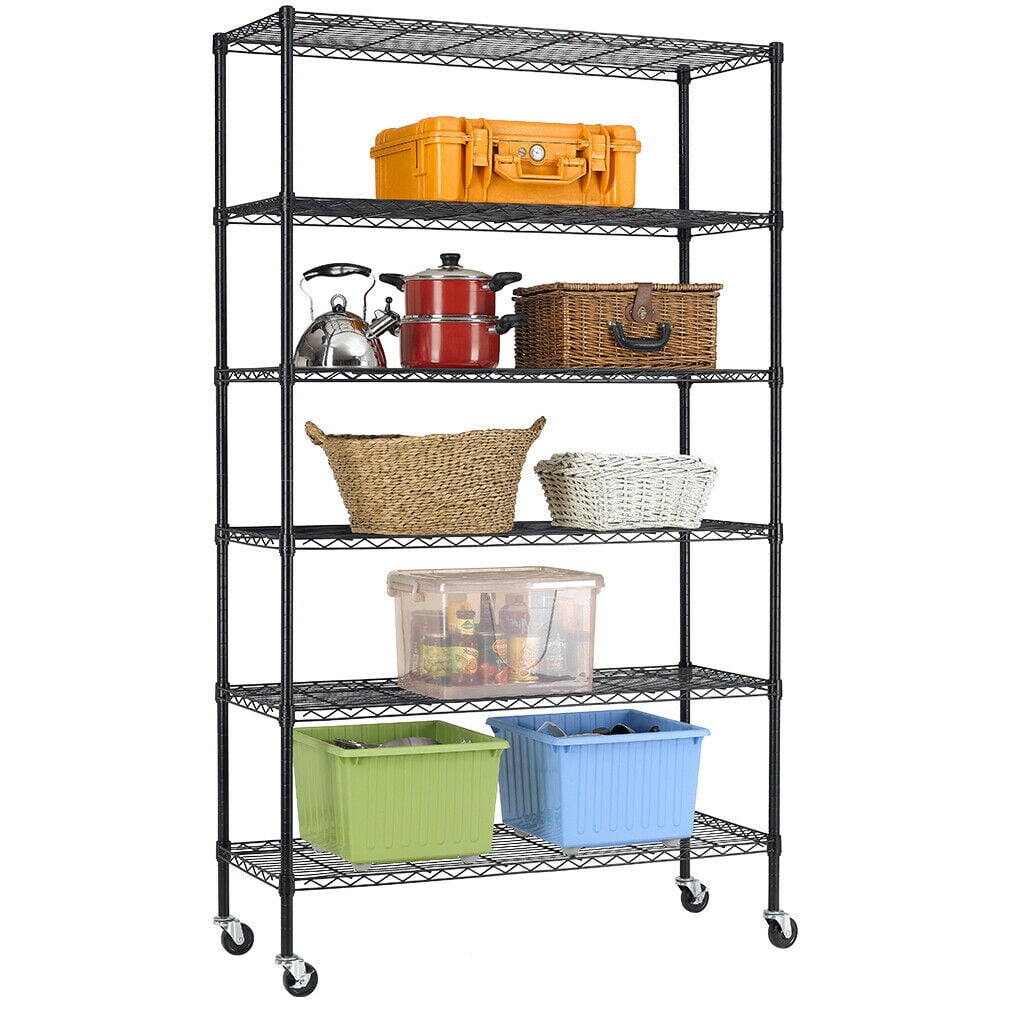 Finnhomy Heavy Duty 8 Tier Wire Shelving with Wheels 18x18x72.8-inches 8  Shelves Storage Rack Thicken Steel Tube, Pantry Shelves for Storage