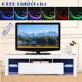 thumbnail image 1 of SHCKE TV Stand Cabinet for Living Room Living Room Entertainment Center with LED Lights and Storage Shelves Furniture, Black / White High Gloss TV Cabinet Console Table, 1 of 8