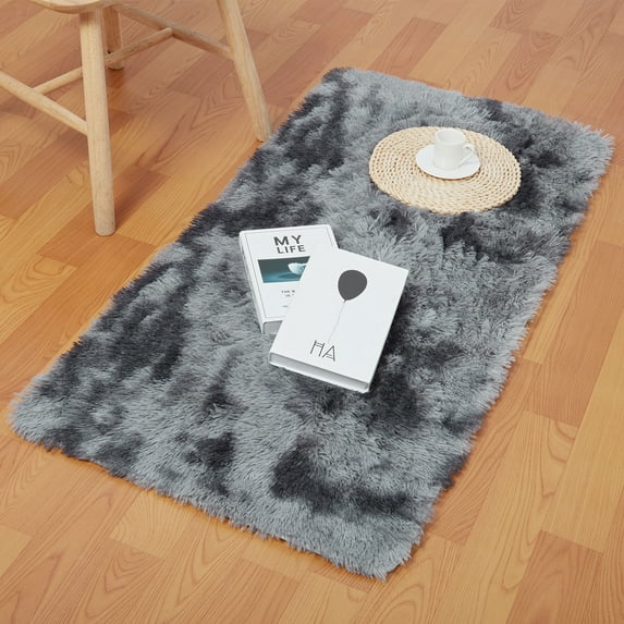 SHCKE Ultra Soft Fuzzy Area Rug Bedroom Fluffy Rugs Furry Area Rugs Bedside Fuzzy Carpet Home Decorate Plush Area Rug Kids Room Carpet Dark Grey 6.56x10Ft