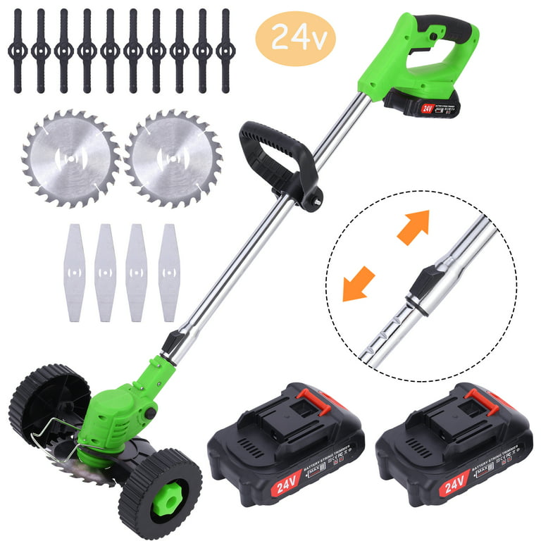 SHCKE Weed Wacker Battery Powered Edger Lawn Tool Cordless Edger Trimmer  Battery Powered Electric Weed Eater Brush Cutter Grass Trimmer Edger Lawn  Tool with 2 Battery 