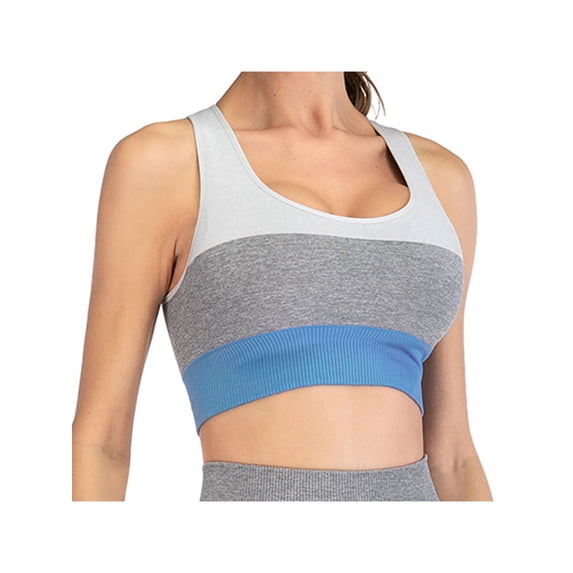 SHCKE Wirefree Padded Racerback Sports Bra Comfy Seamless Workout Bras Medium Support Fitness Running Yoga Bra