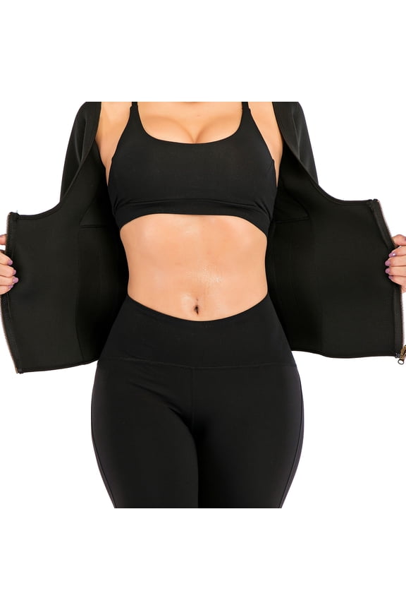 Women Sauna Heat Trapping Vest Weight Loss Sauna Suit Sauna Shirt Workout Tank Top Sweat Vest Zipper Sauna Body Shaper Waist Trainer