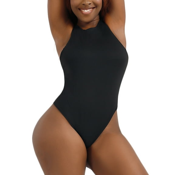 SHCKE Women Shapewear Bodysuit Scoop Sleeveless Round Neck Stretchy Leotards Tank Top Sleeveless High Neck Going Out Bodysuit Tank Tops