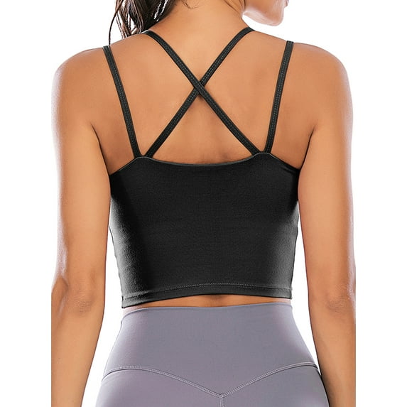 SHCKE Women Wirefree Tube Top Chest Pad Vest Without Steel Ring Sling Vest Medium Support Cross Back Bra