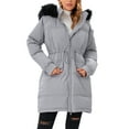 thumbnail image 1 of SHCKE Women's Autumn Winter Long Down Jacket Zipper Coat with Fur Hood, Long Puffer Jacket Women's Down Puffer Coat Winter Outerwear, Black/Light grey Colors, 1 of 8
