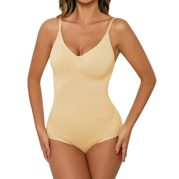 SHCKE Women's Bodysuit Soft Tank Tops Sleeveless Bodysuit One piece Tank Top Jumpsuits Bodysuit for Women Shapewear Tummy Control Womens Tops