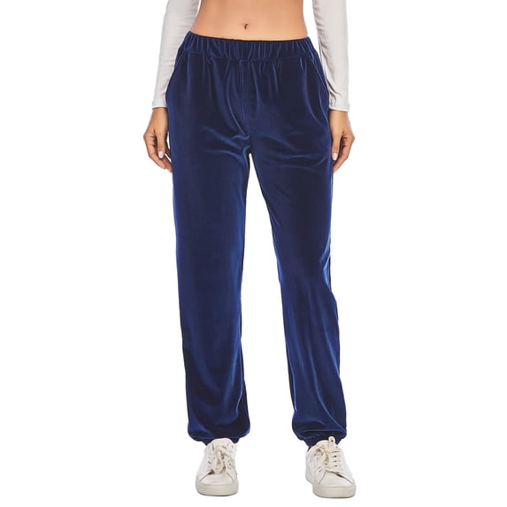 SHCKE Women's Casual Joggers Pants Velvet Pants Velour Sweatpants Soft Comfy Yoga Running Pants Sports Trouser Yoga Jogger Pant with Pockets and Elastic Waistband