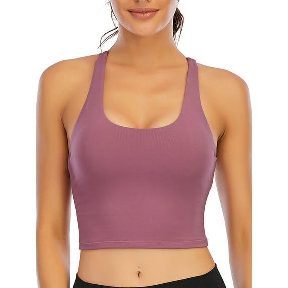 SHCKE Women's Cross Back Cami Tube Top Bra Chest Pad Vest Without Steel Ring Longline Sling Vest