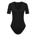 thumbnail image 1 of SHCKE Women's Short / Long-Sleeve Bodysuit Tops Slim Fit Stretchy Bodysuit Jumpsuits, 1 of 6